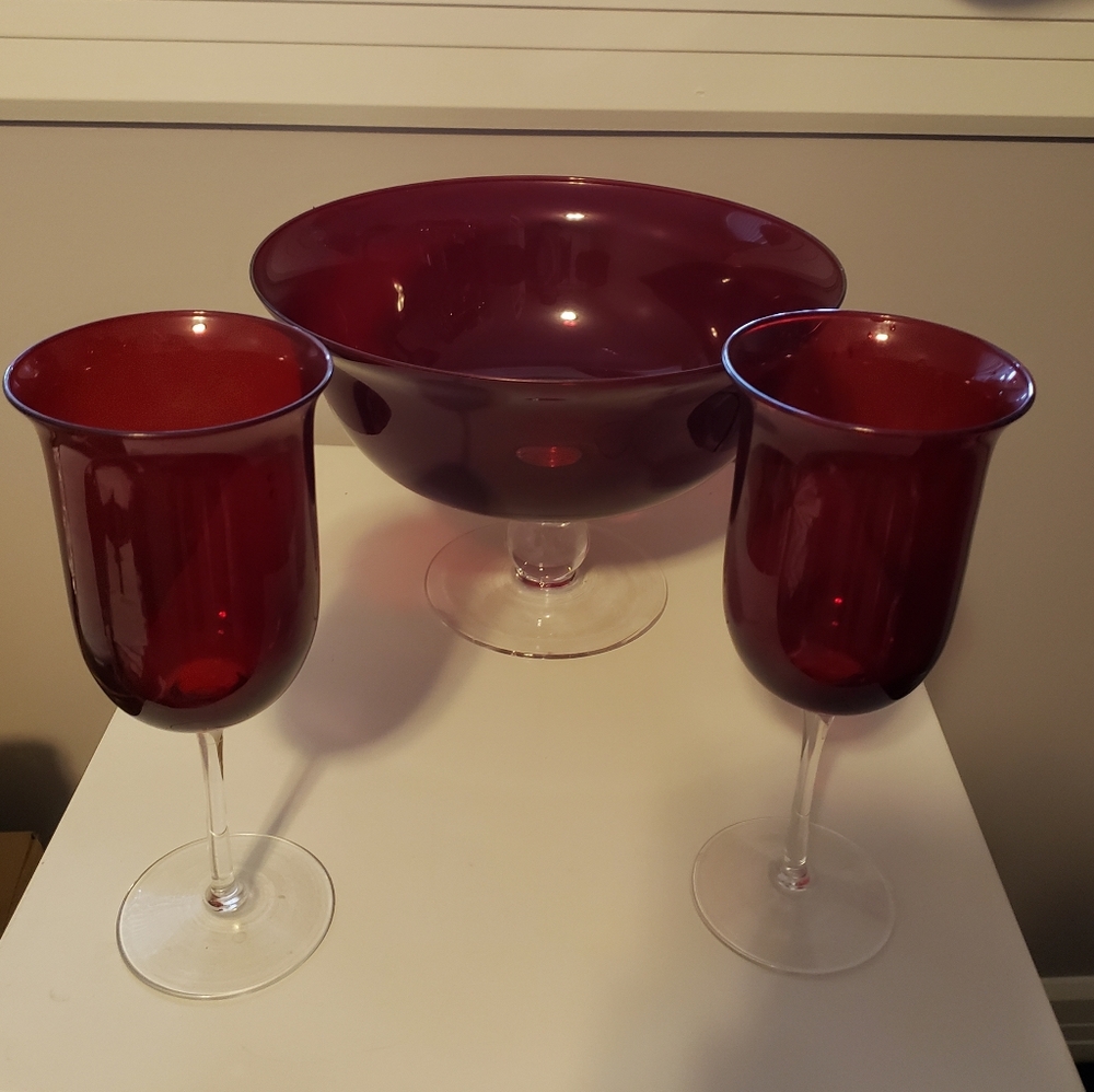 Red Glass candle holders